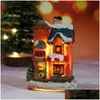 Decorações de Natal New Resina Small House Micro Landscape Presents Drop Deliver