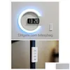 Schreibtisch Tischuhren Multifunktions Kreative Uhr Home Colorf LED Spiegel Hohlwand Ring Licht Digital Alarm Drop Lieferung Garten Dezember DHF7W