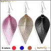 Charme Trendy Coupe Feuille Boucles d'oreilles en cuir pour femmes Paillettes MTI Couleurs Bohême Tear Drop Dangle Boucle d'oreille Bijoux faits à la main Livraison Otvrf