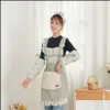 Köksförkläde koreansk version av kvinnors mode koreanskt blommor blommig spets dublelayer oljefast vattentät söt hushåll liten färsk dr othmi
