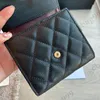 Klassieke Korte Mini Caviar Cover Munten Portemonnees Kalfsleer Zwarte Flap Gewatteerde Portefeuilles Designer Tassen Dames Luxe Koeienhuid Vintage Multi Pochette Kaarthouder Met Doos