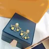 Złote perły ślubne kolczyki luksusowe projektanci biżuterii damskie kolczyki w kształcie obręczy kwiat list klasyczne wisiorki kolczyki dla kobiet Hoops Stud