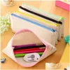 Penns￤ckar 20st/parti 20.5x8.5cm DIY Vit duk Blank Plain dragkedja Pen Stationery Cases Clutch Organizer Bag Gift Storage Pouch Dr DHCFM