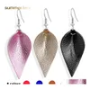 Charme Trendy Coupe Feuille Boucles d'oreilles en cuir pour femmes Paillettes MTI Couleurs Bohême Tear Drop Dangle Boucle d'oreille Bijoux faits à la main Livraison Otvrf