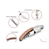 ￖppnar Nonslip Wood Handle CorkScrew Knife PL Tap Double Hansed Beer Red Wine Opener Rostfritt st￥l Bottle Bar Tool Gift SN3491 DR DHKOR