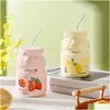 Vattenflaskor Creative Ceramic Cup with Lid Spoon Cute Girl Heart Yoghurt Aktivitet Praktisk present Reklam Mugg Drop Delivery Home DH5AB