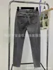 Jeans para mujer Diseñador Elástico G Patrón de cabeza de seta Gris roto Pies pequeños Pantalones Diseño de marca de cuero Moda para mujer FMOJ