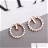 Hoop Huggie Fashion 925 Sterling Sier Crystal Rhinestone Geometric Round Stud Earrings For Women Beautif Jewelry 1567 V2 Drop Deliv Otdkk