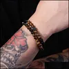 Beaded Strands Men Armband 6mm Tiger Eye Bead Natural Lava Stone Diffuser Armband Elastic Psera Jewelry Gift Drop Delivery Otneu