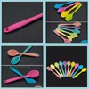 Spoons Home Use Mini Sile Spoon Colorf Heat Resistant Kitchenware Cooking Tools Utensil 20.5X4.5Cm Sn3410 Drop Delivery Garden Kitch Dhh4U