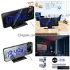 Desk Table Clocks Projection Alarm Clock 180°Projector With Fm Radio Sn Function 4 Dimmer Dual Usb Charging Digital Drop Delivery Dhvqs