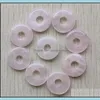 Uroki okrągłe ssorted 18 mm Circle Donut Pink Rose Quartz Natural Kamienne Kryształowe wisie do naszyjnika
