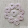 Charms runda ssorterade 18mm cirkel Donut Pink Rose Quartz Natural Stone Crystal Pendants för halsbandstillbehör smycken gör drop dhkhw