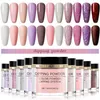 Nail Glitter 10pcs عارية سلسلة الوردي مسحوق بودرة مجموعة متألقة جاف Dip Dip Drip chrome Kit219g