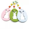 عيد الفصح الخشبي معلق قلادة ديي ألوان صلبة بيض الأرنب على شكل زخرفة شنق