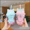 Water Bottles Creative Kawaii Cat Claw Double Layer Plastic Cup Girl Heart Fashion St Light Lovely Petal Drop Delivery Home Garden K Ot3Fk