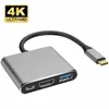 USBC till USBHDTV Typ C 3 i 1 Adapter Hög Speed ​​4K -upplösningsstöd för MacBook -surfplatta