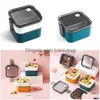 Ensembles de vaisselle Déjeuner Bento Box Mignon Petit Style Portable Carré Chauffé Conteneur Stockage Insated Cuisine Accessoires Drop Delivery Dhorb