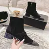 Fashion Boots Designer Lace-Up Booties Locomotive Ladies Black Leather Gold Buckle Autumn and Winter Quality Leisure Work Wedding Tube Women's Martin Boots