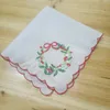 Set of 12 Wedding Handkerchiefs Bridal & Ladies Hankies White Cotton RedScalloped Edge 12x12-inches