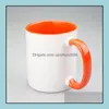 Tasses 11oz Vente Billet Sublimation Tasse en céramique Couleur Poignée intérieure Transfert de chaleur Presse d'impression Eau par mer Inventaire Drop Del Otlyl