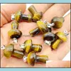 Encantos Gema natural Piedra tallada Seta Cuarzo Cristal Ojo de tigre Colgante de mano para hacer joyería DIY Collar Entrega de gota Encontrar Dhz57