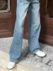 Damen Jeans Designer P Dreieck 2022 Hohe Taille Breite Beinhose Denim Temperament Pendler Frauen UM8H