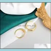 Anillos de banda Minimalismo Color de oro Dedo geométrico redondo para mujeres 2021 Vintage Glossy Metal Chunky Irregar Open Ring Jewelry Otfre