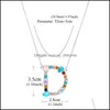 Pendentif Colliers Colorf 26 Lettre Collier Initial avec Cristaux Pierre pour Femmes Personnalisé Fête des Mères Bijoux Cadeaux Drop Delive Otj6x