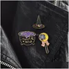 Pins Brooches Creative Cartoon Halloween Sweet Witch Magic Potion Hat Wand Brooch Pins Funny Letter Alloy Enamel For Boys Girls Gif Dhgas