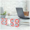 Horloges de table de bureau 3D LED horloge numérique créative murale tridimensionnelle alarme électronique température date sn drop livraison maison jardin de Dhyhx