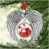 Kerstdecoraties Sublimatie Angel Wing Ornament Hanging Heart Herdenkingsmelden lege hartvormige hanger Thuisboom muur deli dhzob