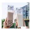 Water Bottles Transparent Milk Bottle Drinkware Shaker Sports Square Juice For Outdoor Climbing Cam Travel Kawaii Cup Drop Delivery Otmlr