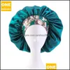 Beanie/Skull Caps Extra Large Women Sleep Cap Floral Print Soft Wide Hair Hownet Satin Er Foded Night Slee Hat Ladies Turban 8 Drop OT4QB