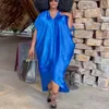 Robes de grande taille pour la fête de mariage Satin solide col en V à manches courtes luxe mode élégantes dames africaines grande robe grande