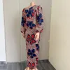 Casual Dresses Elegant Dress Women For Wedding Party 2022 Tryckt rund hals full ￤rm Bodycon High midja modekv￤ll
