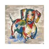 Gemälde Dackel Graffiti Leinwand Abstrakte Hund Kunstdrucke Poster Moderne Schlafzimmer Wandmalerei Kinderzimmer Dekor Cuadros Drop Deliver Dhwyi