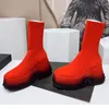 2022 дизайнерские женские роскошные высокие эластичные сапоги-носки, классическая мода, летающая ткань, тонкие ноги, тянущиеся повседневные ботинки, осенне-зимние женские туфли из пенопласта на толстой подошве, размер 35