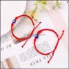 Bedelarmbanden Lucky Evil Blue Eye Eye Bracelet for Women Men Lovers Handmade Black Red String Thread Touw paar sieraden cadeau drop deli otu6f