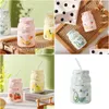 Vattenflaskor Creative Ceramic Cup with Lid Spoon Cute Girl Heart Yoghurt Aktivitet Praktisk present Reklam Mugg Drop Delivery Home DH5AB