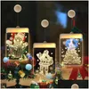Christmas Decorations Hanging Light Adhesive 3D Visual Effect Acrylic Led Ornament Festival Themed Night For Party Home Supplies Dro Dhypd