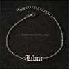 Anklets Old English Zodiac Sign Punk Charm 12 Constellation Classic Letter Ankle Bracelet Stainless Steel Jewelry Women Gift Drop Del Dhhim