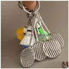 Keychains colhedas mini 3d badminton keychain colorf decoração chave keyfob para bolsa de anel de gingue para bolsa esportiva presentes 5 cores gota dhoml