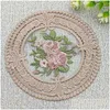 Mats Pads 12Cm European Style Lace Coaster Placemat Embroidery Craft Bowls Coffee Cups Fabric Antiscald Table Insation Plate Mat D Dhgxh