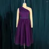 Casual Dresses Elegant For Women One Shoulder Purple High Waisted A Line Sleeveless Luxury Evening Party Dinner Vestidos Mujer Dress