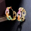 Luksusowy złoty link link Diamond Designer Hoop kolczyk dla kobiety imprez