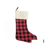 Christmas Toy Stocking Grid Plaid Xmas Pendent Candy Gifts Bag Pursework Long Socks Ornament Drop Delivery Toys Novelty Gag Dhmpg