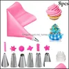 Bakning av konditoriverktyg 8st/set Cake Decorating Kit återanvändbar blandade krämleksaker rostfritt stål glasväskor Tillbehör Drop Deli Otzjo