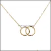 Pendant Necklaces Infinity Double Circle Necklace Simple Design Sister Jewellry For Women Girl Gold Clavicle Chain Stainless Steel D Otrcr