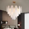 Chandeliers Modern For Living Room 2022 Frosted Glass Round Chandelier Girl Bedroom Dining Home Decor Interior Lighting